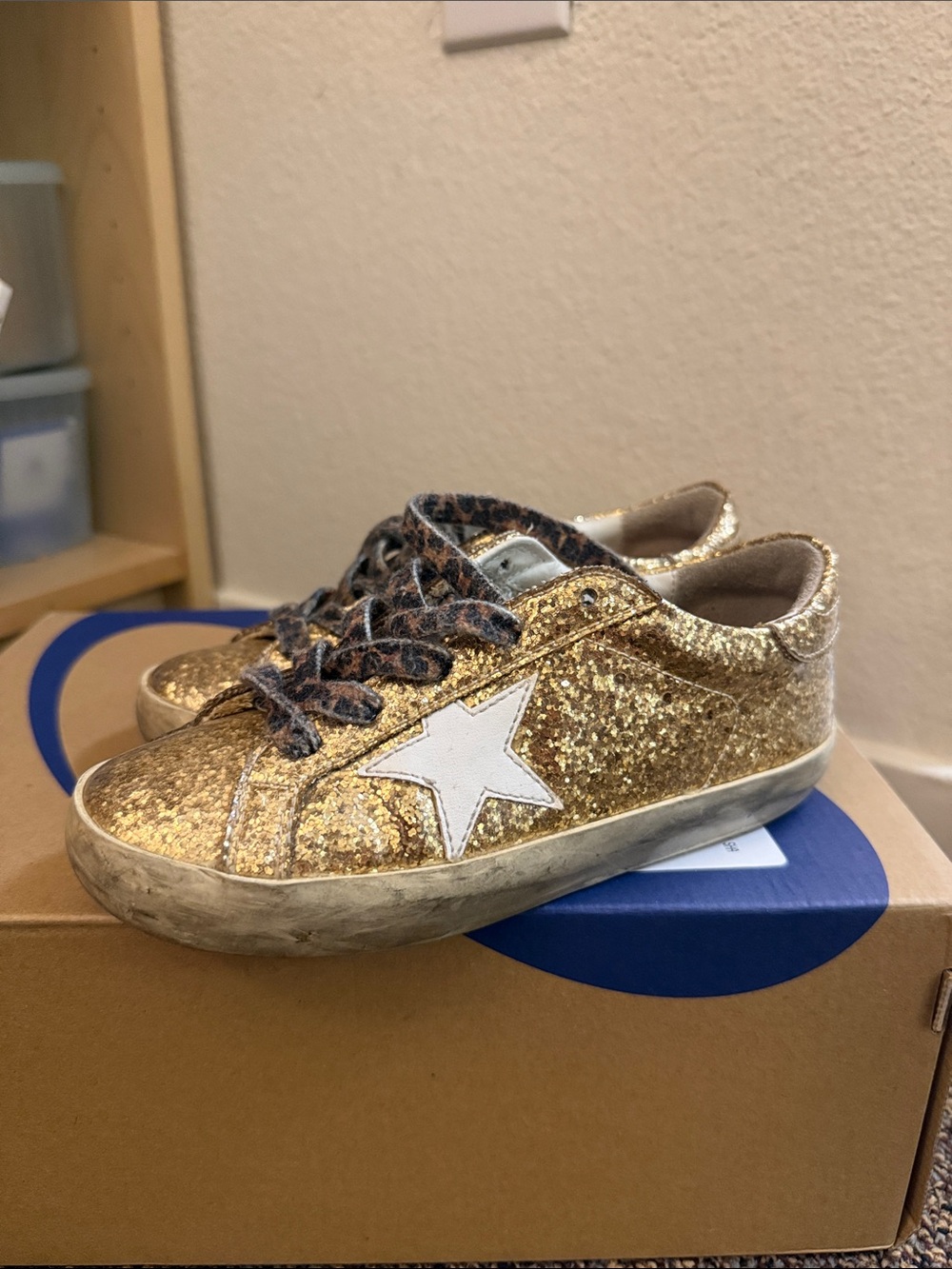 Golden Goose Glitter Kids Sneakers with White Star